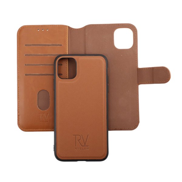 Rvelon iPhone 11 Etui Detachable Wallet Case Brun