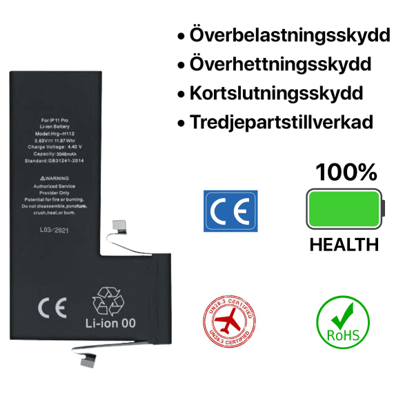 iPhone 11 Pro Batteri Høy Kvalitet