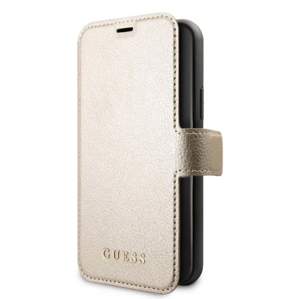 Guess iPhone 11 Pro Etui Skinntekstur Gull