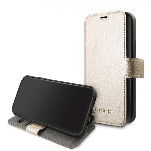 Guess iPhone 11 Pro Max Etui Skinntekstur Gull