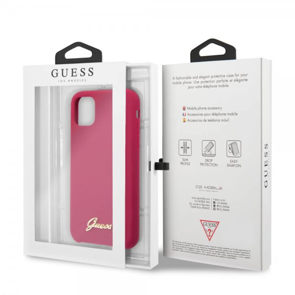 Guess iPhone 11 Pro Max Deksel Silikoni Cover Vintage Rød