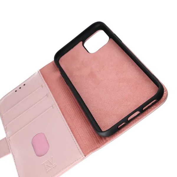 Rvelon iPhone 11 Pro Etui Ekte Skinn Rosa
