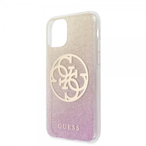 Guess iPhone 11 Pro Deksel Glitter Circle Rosegull
