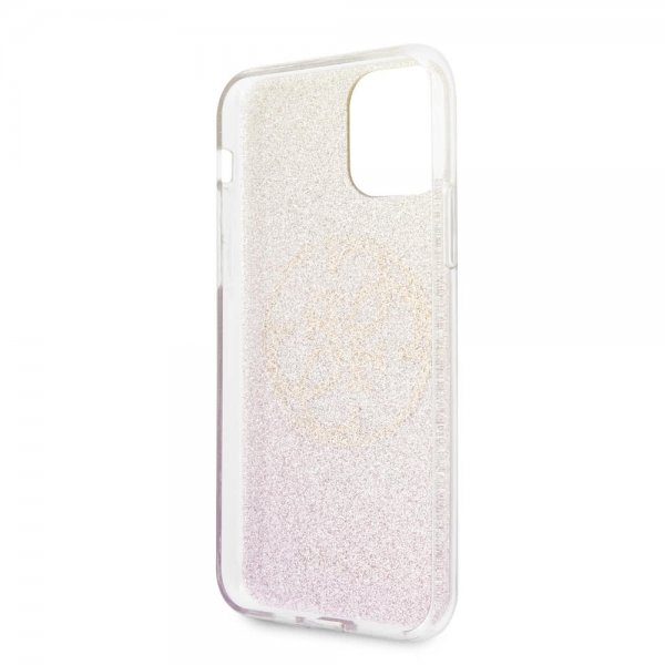 Guess iPhone 11 Pro Deksel Glitter Circle Rosegull