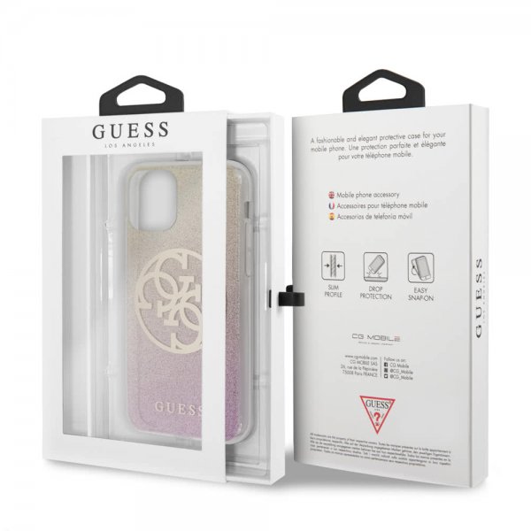 Guess iPhone 11 Pro Deksel Glitter Circle Rosegull