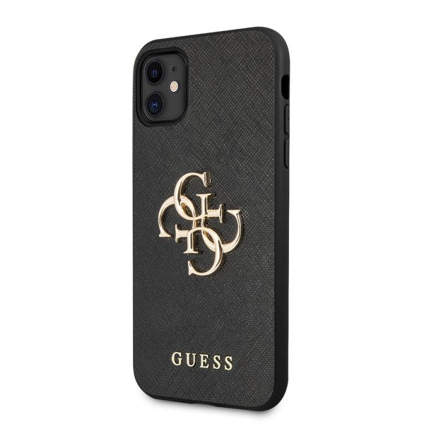 Guess iPhone 11 Deksel 4G Logo Saffiano Svart