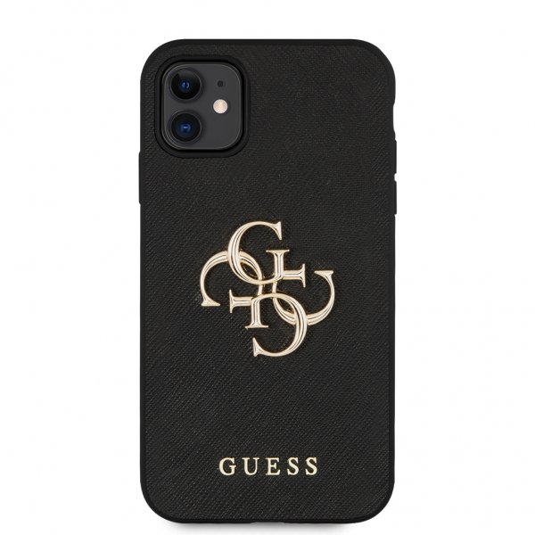Guess iPhone 11 Deksel 4G Logo Saffiano Svart