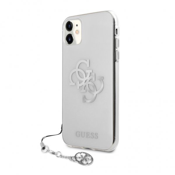 Guess iPhone 11 Deksel 4G Logo Sølv Klar
