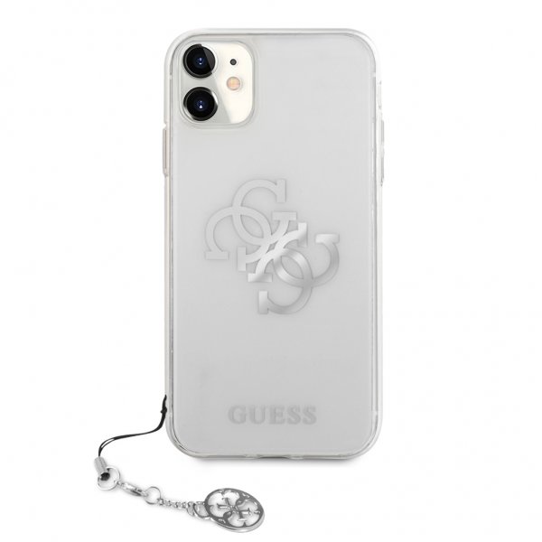 Guess iPhone 11 Deksel 4G Logo Sølv Klar