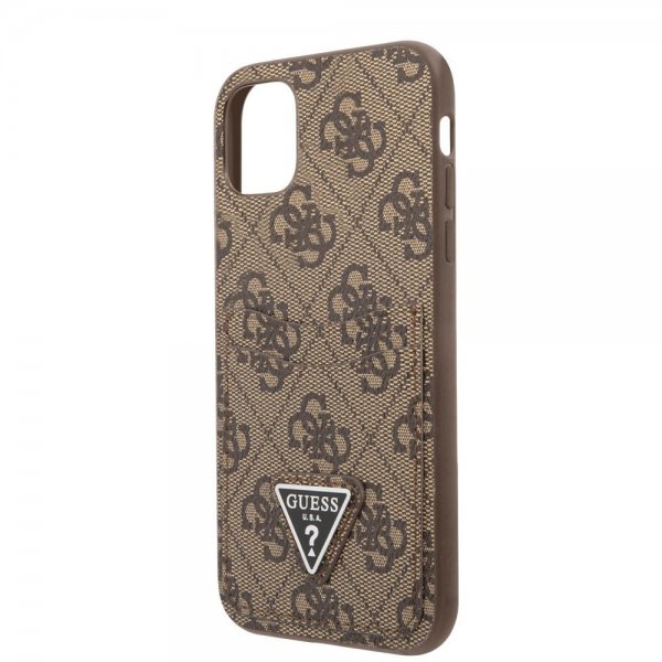 Guess iPhone 11 Deksel Double Cardslot Metal Triangle Brun