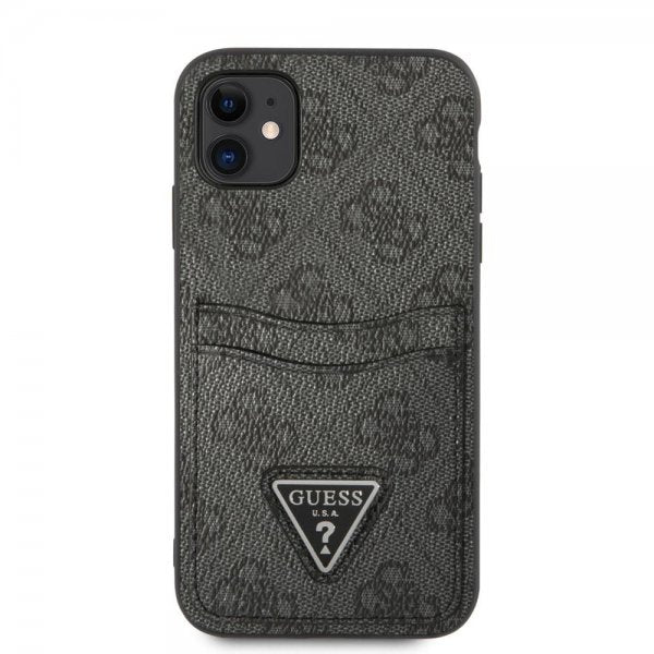 Guess iPhone 11 Deksel Double Cardslot Metal Triangle Svart