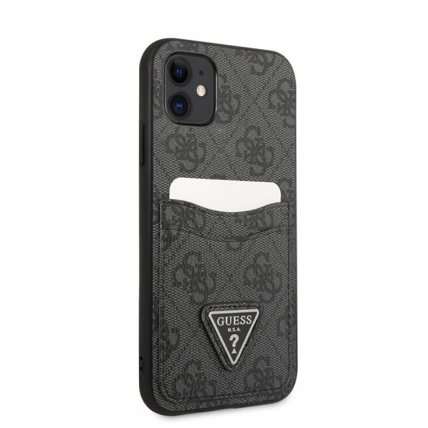 Guess iPhone 11 Deksel Double Cardslot Metal Triangle Svart