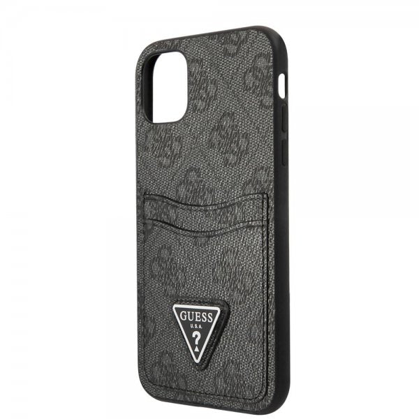 Guess iPhone 11 Deksel Double Cardslot Metal Triangle Svart