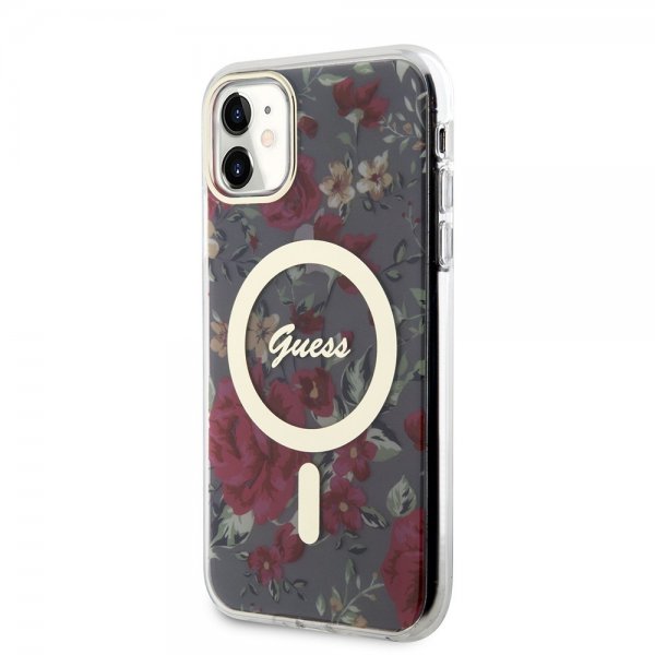 Guess iPhone 11 Deksel Flower MagSafe Kaki
