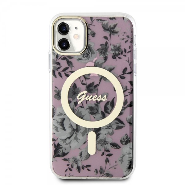 Guess iPhone 11 Deksel Flower MagSafe Rosa