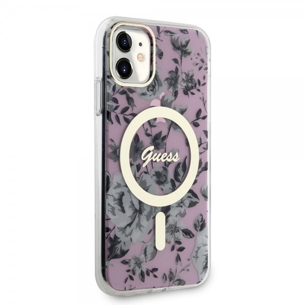 Guess iPhone 11 Deksel Flower MagSafe Rosa