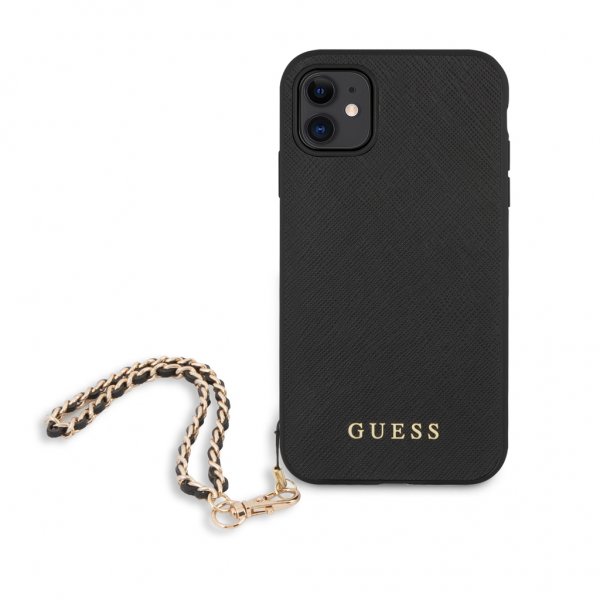 Guess iPhone 11 Deksel Saffiano Chain Svart