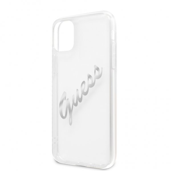 Guess iPhone 11 Deksel Vintage Script Sølv Klar