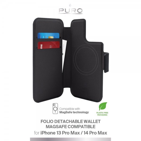 Puro iPhone 12/13/14/15 Pro Max/iPhone 14/15 Plus Etui MagSafe Folio Svart