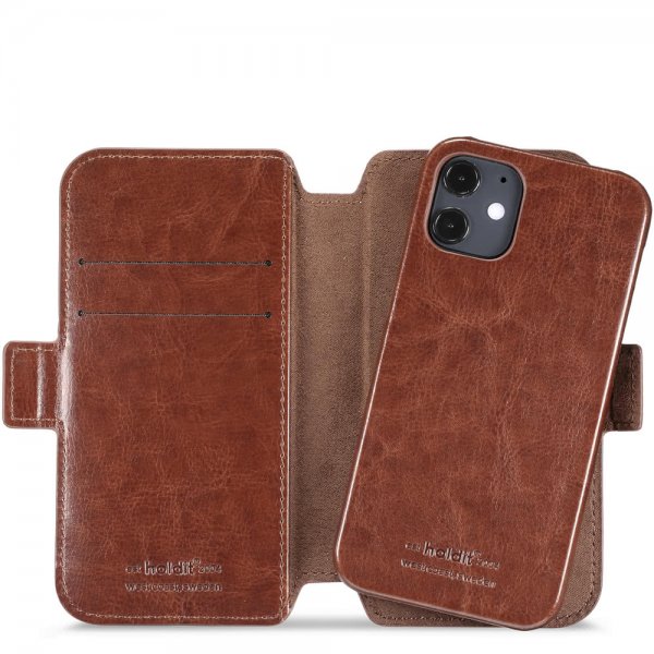 holdit iPhone 12 Mini Etui Berlin Löstagbart Deksel Mörkbrun