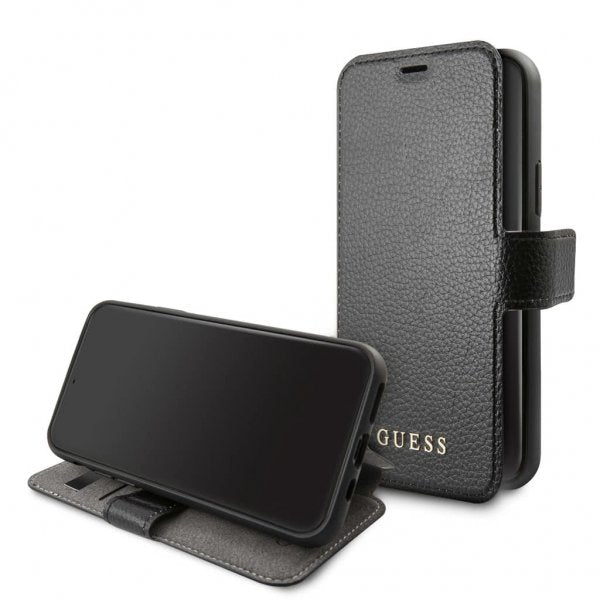 Guess iPhone 12 Mini Etui Skinntekstur Svart