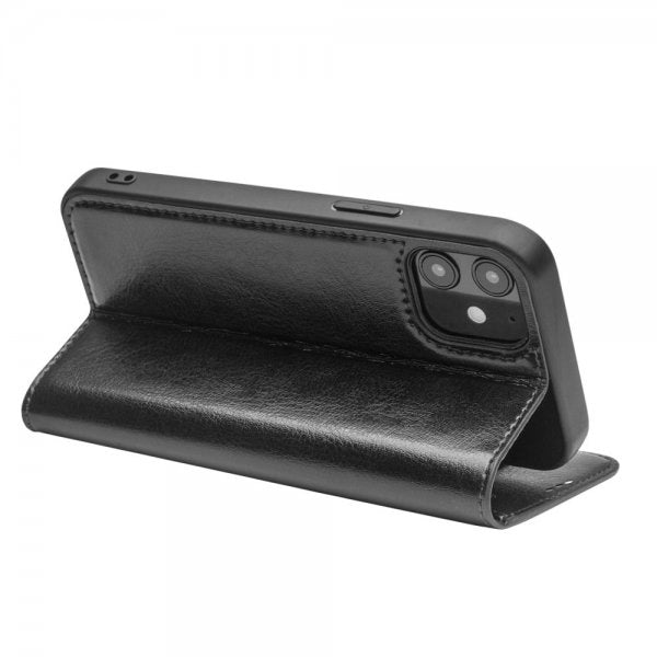 Qialino iPhone 12/iPhone 12 Pro Etui Ekte Skinn Svart