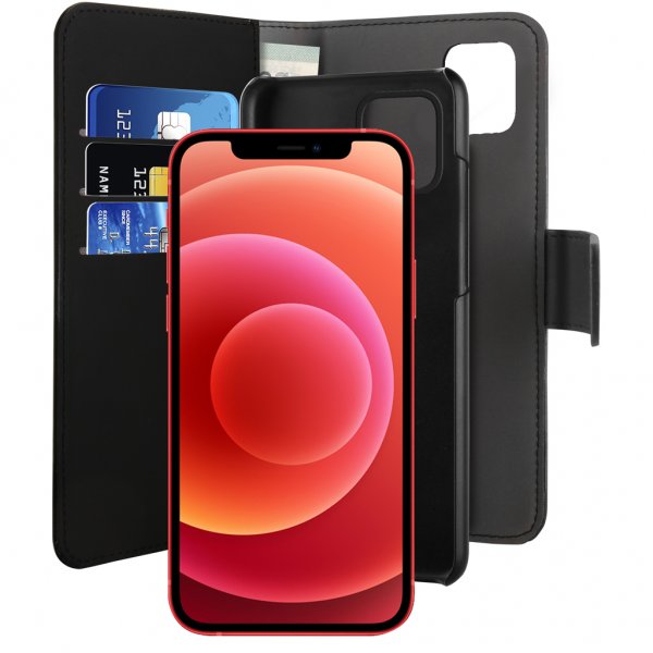 Puro iPhone 12/iPhone 12 Pro Etui Wallet Detachable 2 in 2 Svart