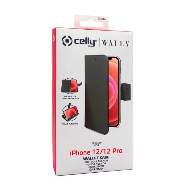 Celly iPhone 12/iPhone 12 Pro Etui Wally Wallet Case Svart