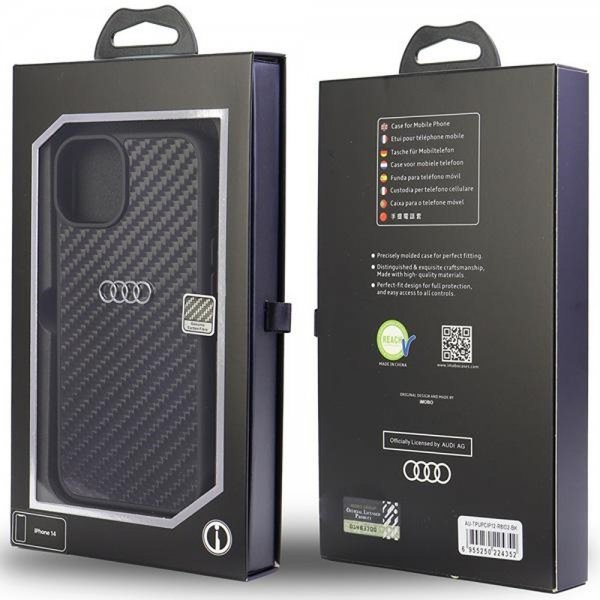 Audi iPhone 12/iPhone 12 Pro Deksel Carbon Fiber Svart