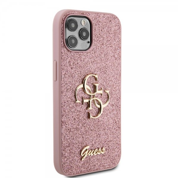 Guess iPhone 12/iPhone 12 Pro Deksel Fixed Glitter Rosa