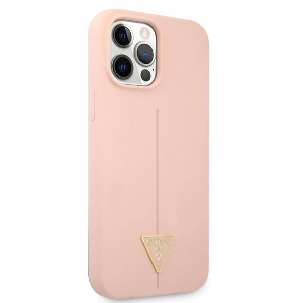 Guess iPhone 12/iPhone 12 Pro Deksel Metal Triangle Rosa