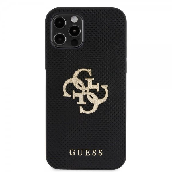 Guess iPhone 12/iPhone 12 Pro Deksel Perforated Glitter Svart
