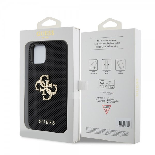 Guess iPhone 12/iPhone 12 Pro Deksel Perforated Glitter Svart