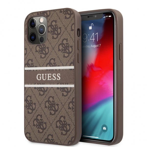Guess iPhone 12/iPhone 12 Pro Deksel Printed Stripe Brun