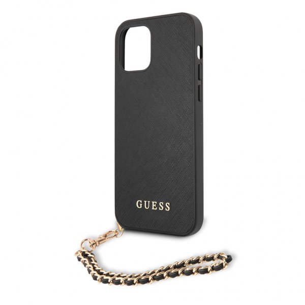 Guess iPhone 12/iPhone 12 Pro Deksel Saffiano Chain Svart