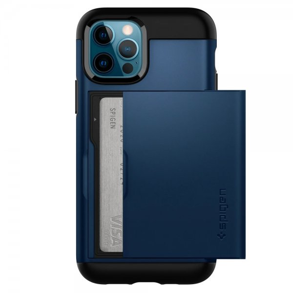 Spigen iPhone 12/iPhone 12 Pro Deksel Slim Armor CS Navy Blue