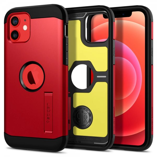 Spigen iPhone 12/iPhone 12 Pro Deksel Tough Armor Rød