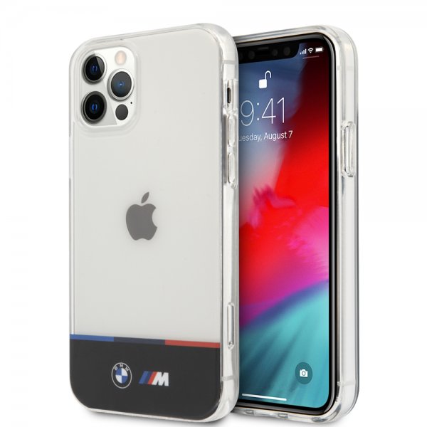 BMW iPhone 12/iPhone 12 Pro Deksel Tricolor Stripe Transparent