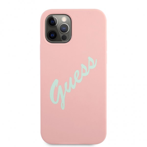 Guess iPhone 12/iPhone 12 Pro Deksel Vintage Silicone Rosa