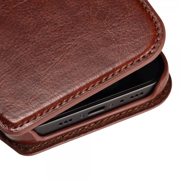 holdit iPhone 12/iPhone 12 Pro Etui Berlin Löstagbart Deksel Mörkbrun