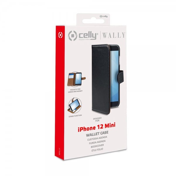Celly iPhone 12 Mini Etui Wally Wallet Case Svart