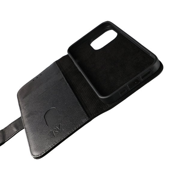 Rvelon iPhone 12 Mini Etui Ekte Skinn Svart