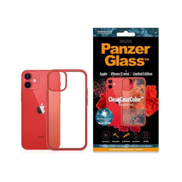 PanzerGlass iPhone 12 Mini Deksel ClearCase Color Mandarin Red