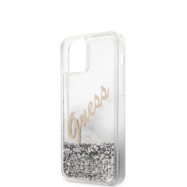 Guess iPhone 12 Mini Deksel Liquid Glitter Vintage Sølv
