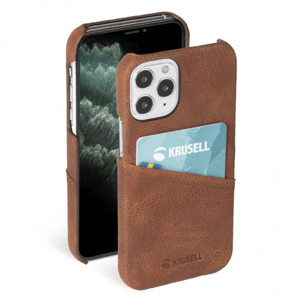 Krusell iPhone 12 Mini Deksel Sunne CardCover Vintage Cognac