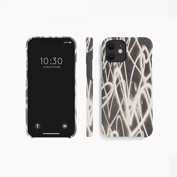 agood company iPhone 12 Mini Deksel Växtbaserat Graffiti Heart Black White