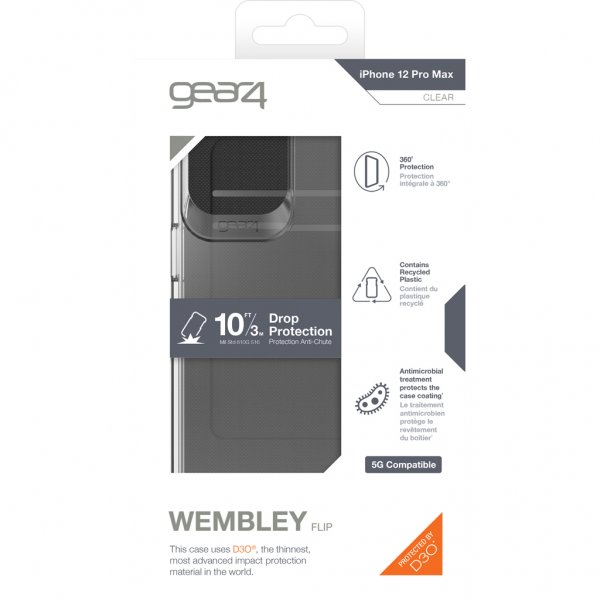 Gear4 iPhone 12 Pro Max Etui Wembley Flip Klar Svart