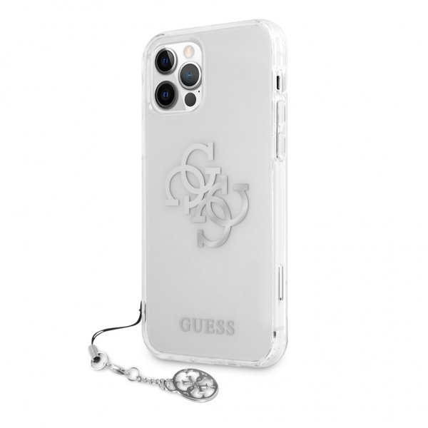 Guess iPhone 12 Pro Max Deksel 4G Logo Sølv Klar