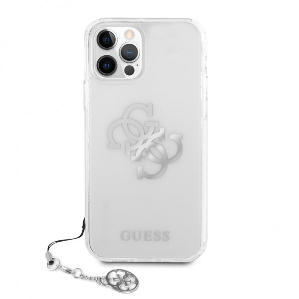 Guess iPhone 12 Pro Max Deksel 4G Logo Sølv Klar