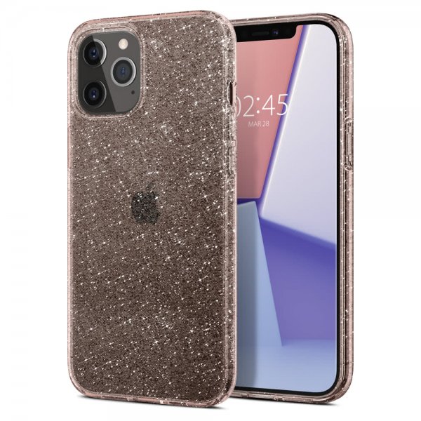 Spigen iPhone 12 Pro Max Deksel Liquid Crystal Glitter Rose Quartz